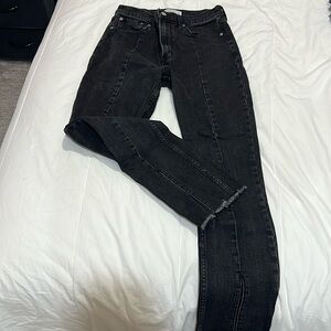 Abercrombie and Fitch high rise black split hem jeans